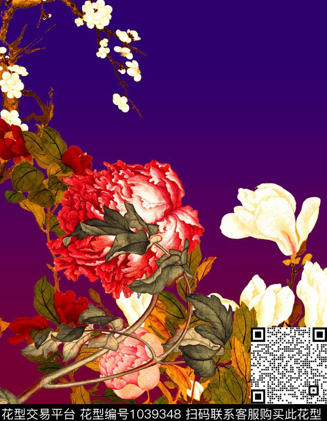 中老年花鸟连衣裙数码印花华亿平台下载（图片编号: 1039348） - 瓦栏（Walan）