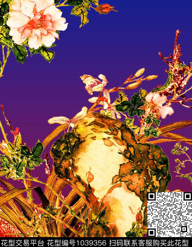 中老年花鸟连衣裙数码印花华亿平台下载（图片编号: 1039356） - 瓦栏（Walan）