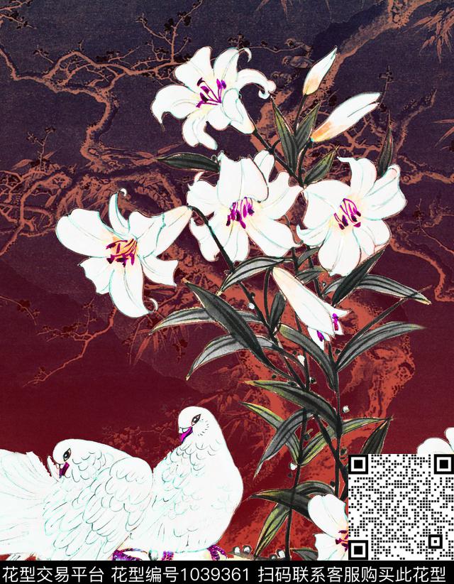 中老年花鸟连衣裙数码印花华亿平台下载（图片编号: 1039361） - 瓦栏（Walan）