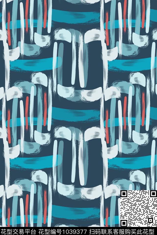 男装格子抽象手绘线条笔触数码印花华亿平台下载（图片编号: 1039377） - 瓦栏（Walan）