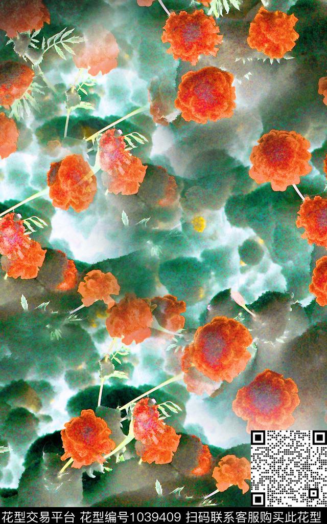 数码华亿平台抽象花卉肌理数码印花华亿平台下载（图片编号: 1039409） - 瓦栏（Walan）