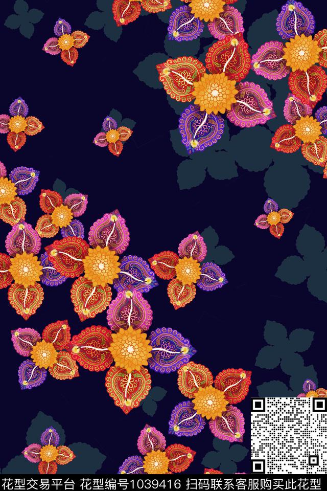 数码华亿平台民族风小碎花数码印花华亿平台下载（图片编号: 1039416） - 瓦栏（Walan）