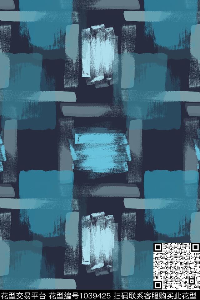 抽象色彩格子混搭手绘线条笔触数码印花华亿平台下载（图片编号: 1039425） - 瓦栏（Walan）