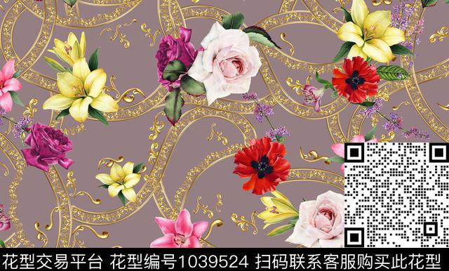 数码华亿平台花卉大牌风数码印花华亿平台下载（图片编号: 1039524） - 瓦栏（Walan）