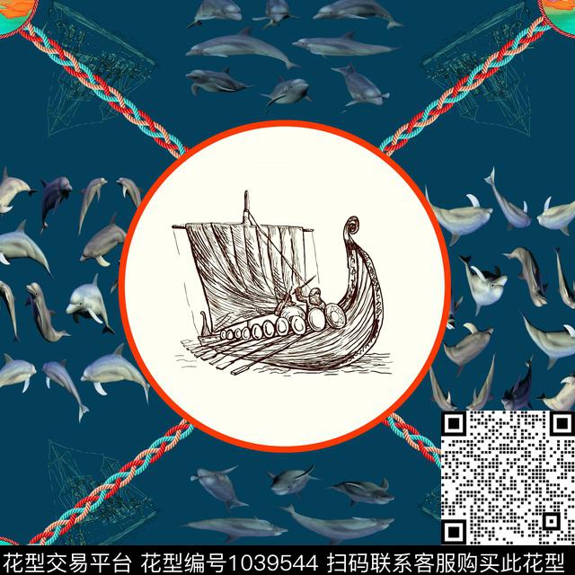大牌风方巾帆船数码印花华亿平台下载（图片编号: 1039544） - 瓦栏（Walan）