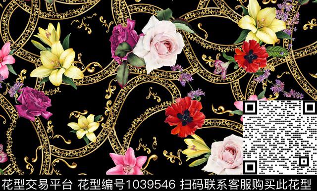 数码华亿平台花卉大牌风数码印花华亿平台下载（图片编号: 1039546） - 瓦栏（Walan）