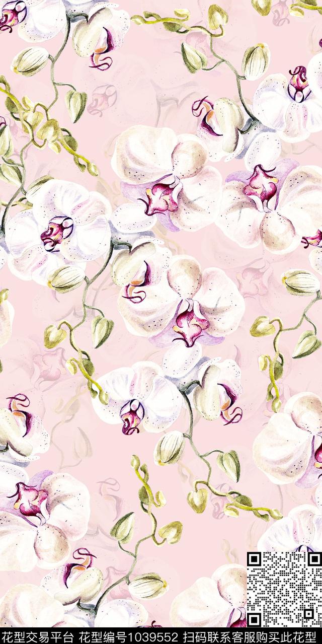 大花水彩花卉花卉数码印花华亿平台下载（图片编号: 1039552） - 瓦栏（Walan）