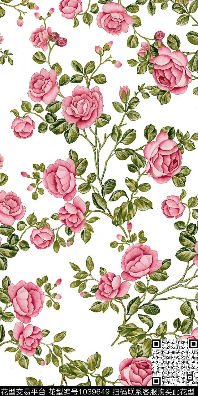 数码华亿平台手绘花卉女装数码印花华亿平台下载（图片编号: 1039649） - 瓦栏（Walan）