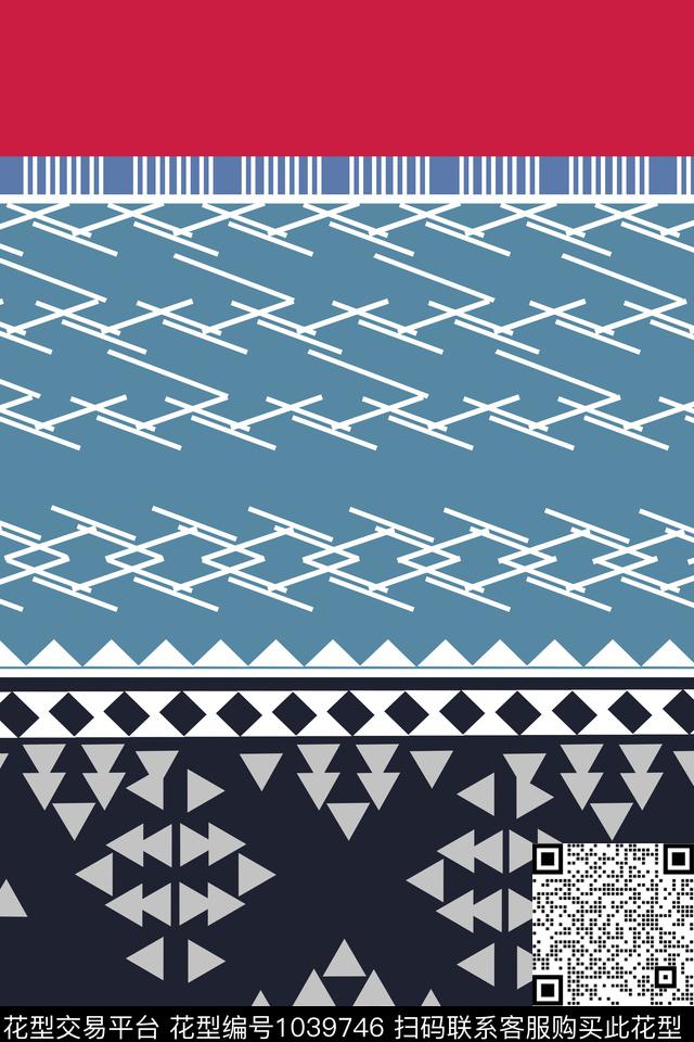 民族风抽象几何数码印花华亿平台下载（图片编号: 1039746） - 瓦栏（Walan）