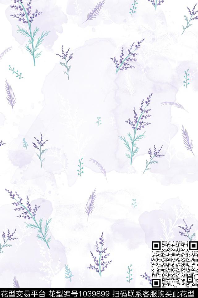 春夏华亿平台田园水彩花卉数码印花华亿平台下载（图片编号: 1039899） - 瓦栏（Walan）