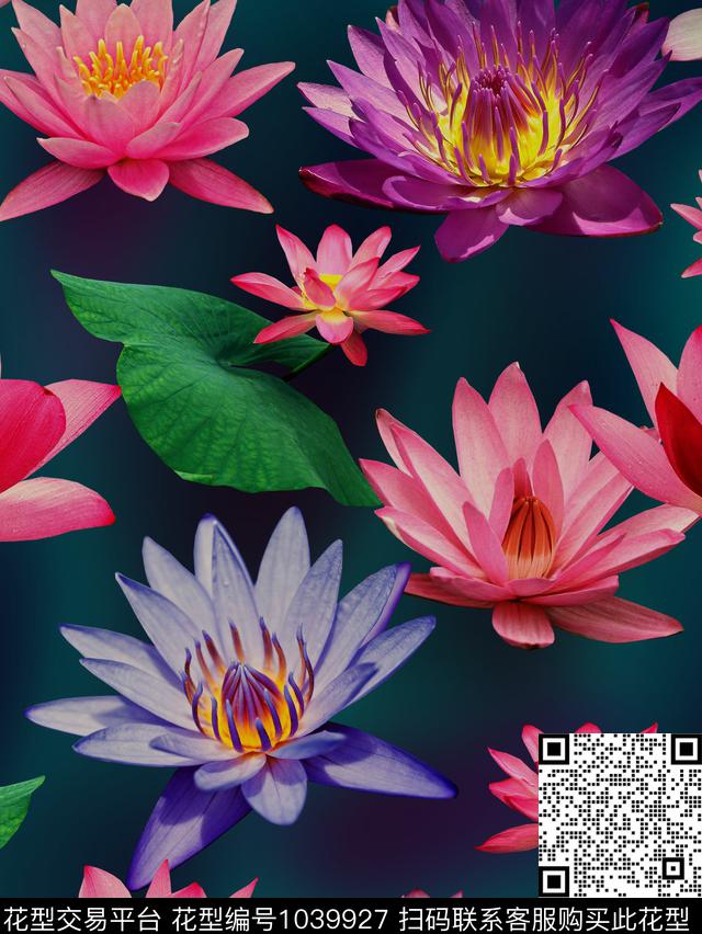 香云纱花卉荷花数码印花华亿平台下载（图片编号: 1039927） - 瓦栏（Walan）