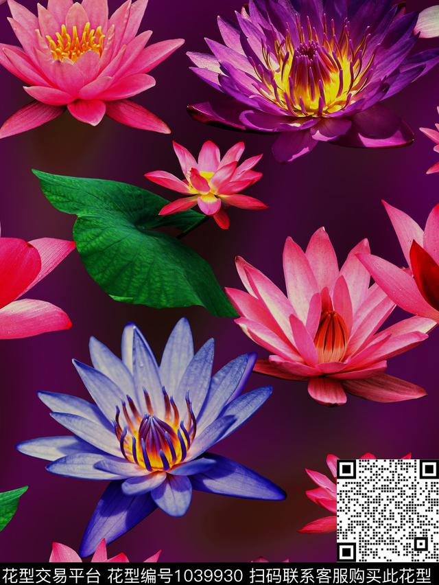 香云纱花卉荷花数码印花华亿平台下载（图片编号: 1039930） - 瓦栏（Walan）
