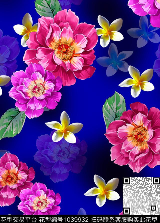 香云纱牡丹花卉数码印花华亿平台下载（图片编号: 1039932） - 瓦栏（Walan）