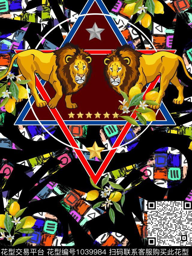 抽象男装柠檬数码印花华亿平台下载（图片编号: 1039984） - 瓦栏（Walan）