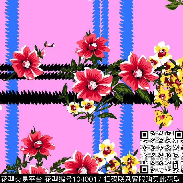 大花抽象花卉花卉传统印花华亿平台下载（图片编号: 1040017） - 瓦栏（Walan）