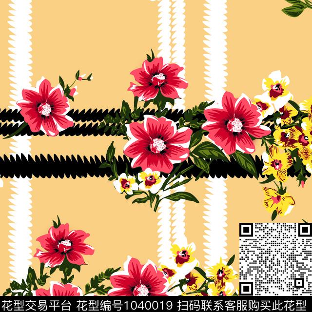 大花抽象花卉花卉传统印花华亿平台下载（图片编号: 1040019） - 瓦栏（Walan）
