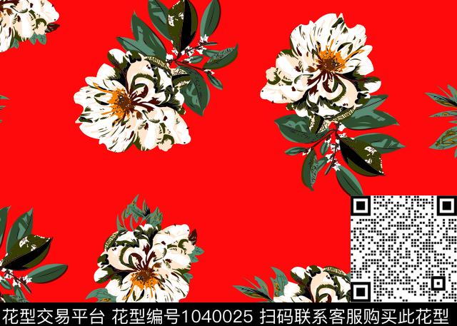 大花抽象花卉花卉传统印花华亿平台下载（图片编号: 1040025） - 瓦栏（Walan）