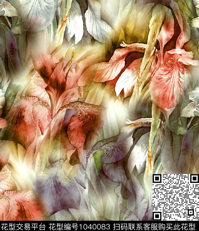 数码华亿平台花卉大牌风数码印花华亿平台下载（图片编号: 1040083） - 瓦栏（Walan）