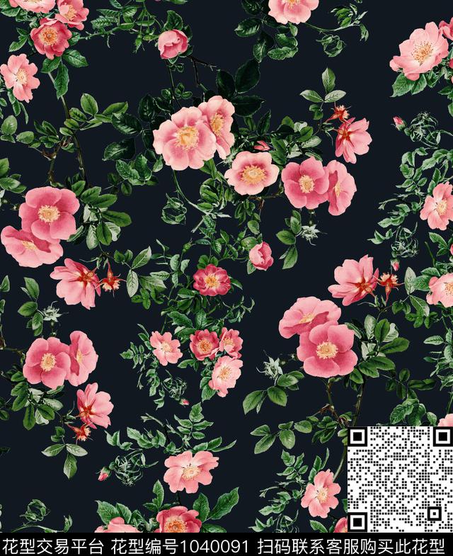 数码华亿平台花卉大牌风数码印花华亿平台下载（图片编号: 1040091） - 瓦栏（Walan）