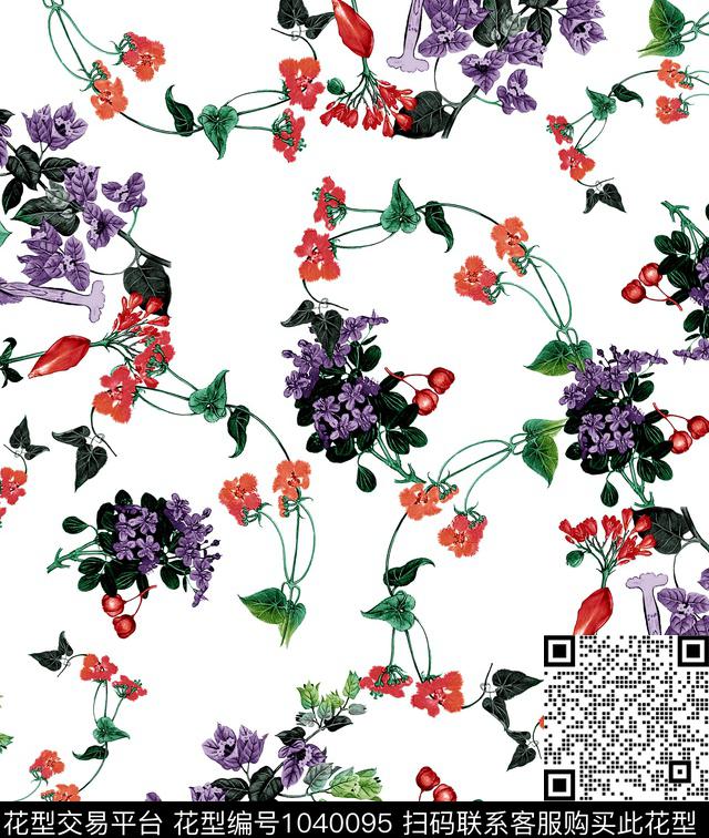 数码华亿平台花卉大牌风数码印花华亿平台下载（图片编号: 1040095） - 瓦栏（Walan）
