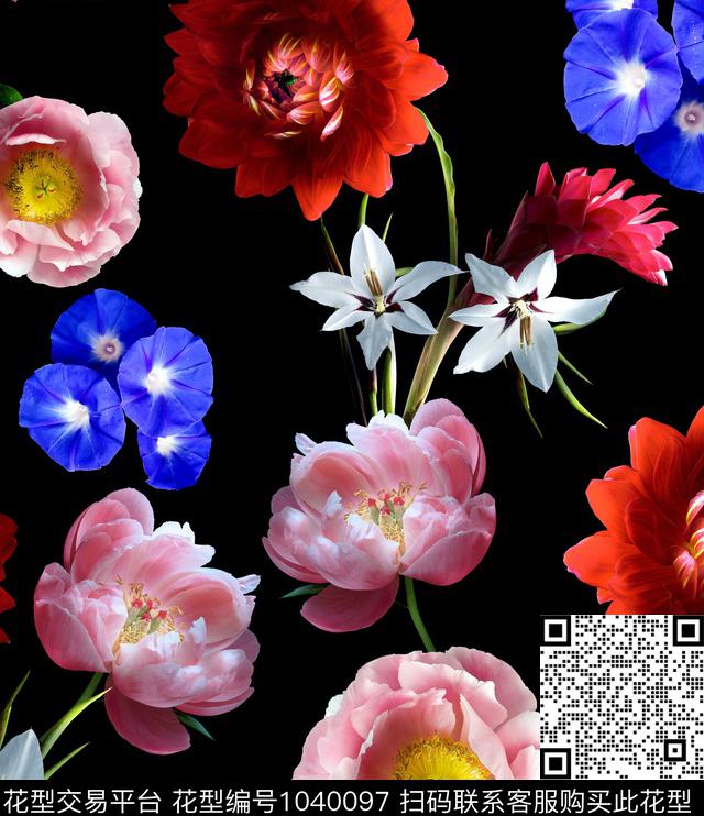 数码华亿平台花卉大牌风数码印花华亿平台下载（图片编号: 1040097） - 瓦栏（Walan）