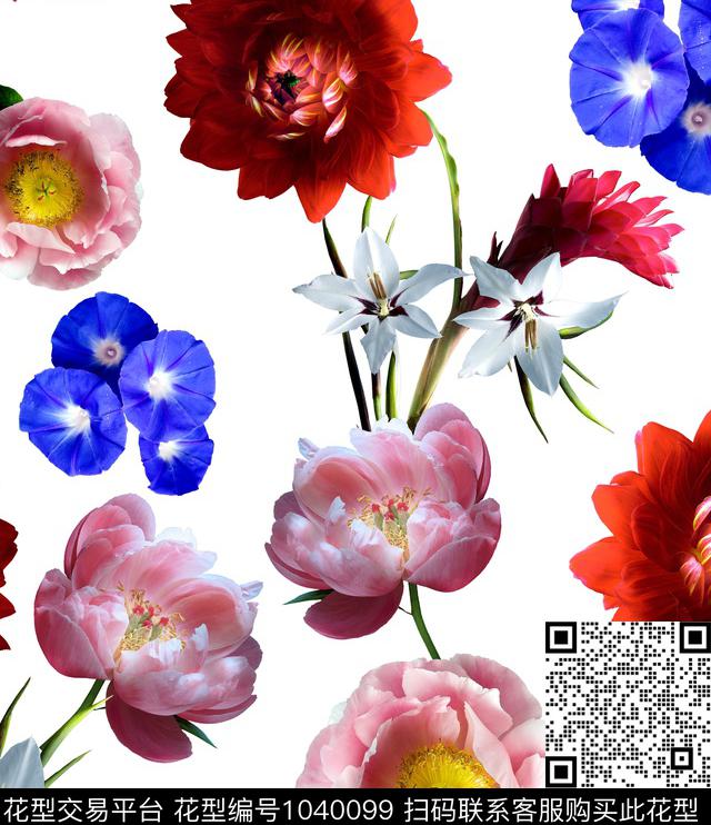 数码华亿平台花卉大牌风数码印花华亿平台下载（图片编号: 1040099） - 瓦栏（Walan）