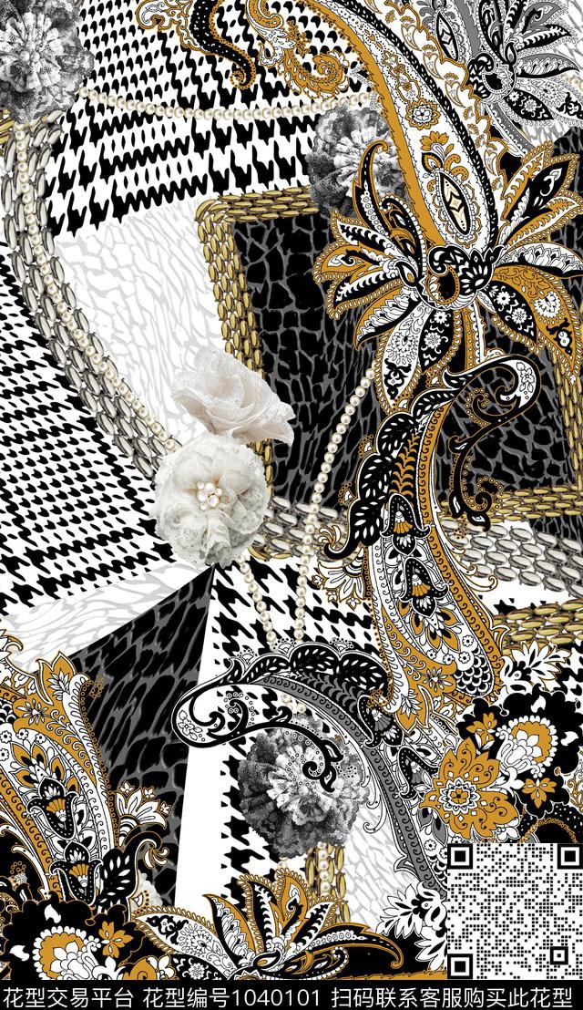 数码华亿平台定位花复古数码印花华亿平台下载（图片编号: 1040101） - 瓦栏（Walan）