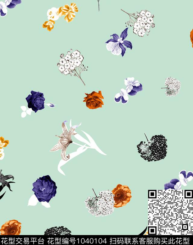 数码华亿平台花卉大牌风数码印花华亿平台下载（图片编号: 1040104） - 瓦栏（Walan）