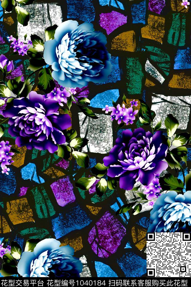 肌理花卉几何数码印花华亿平台下载（图片编号: 1040184） - 瓦栏（Walan）