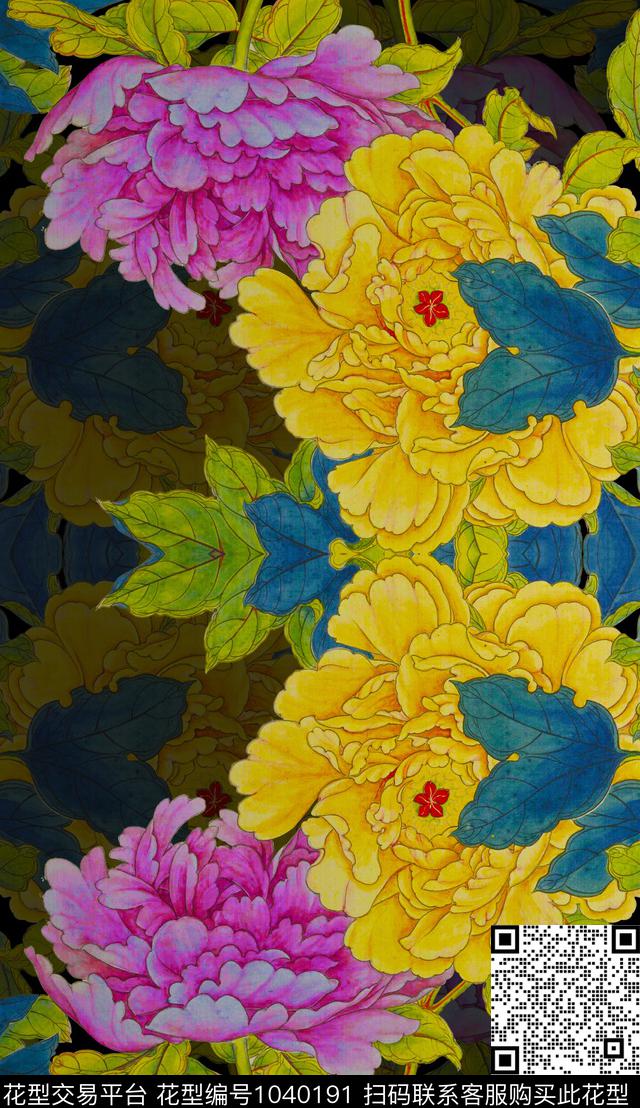数码华亿平台定位花中国风数码印花华亿平台下载（图片编号: 1040191） - 瓦栏（Walan）