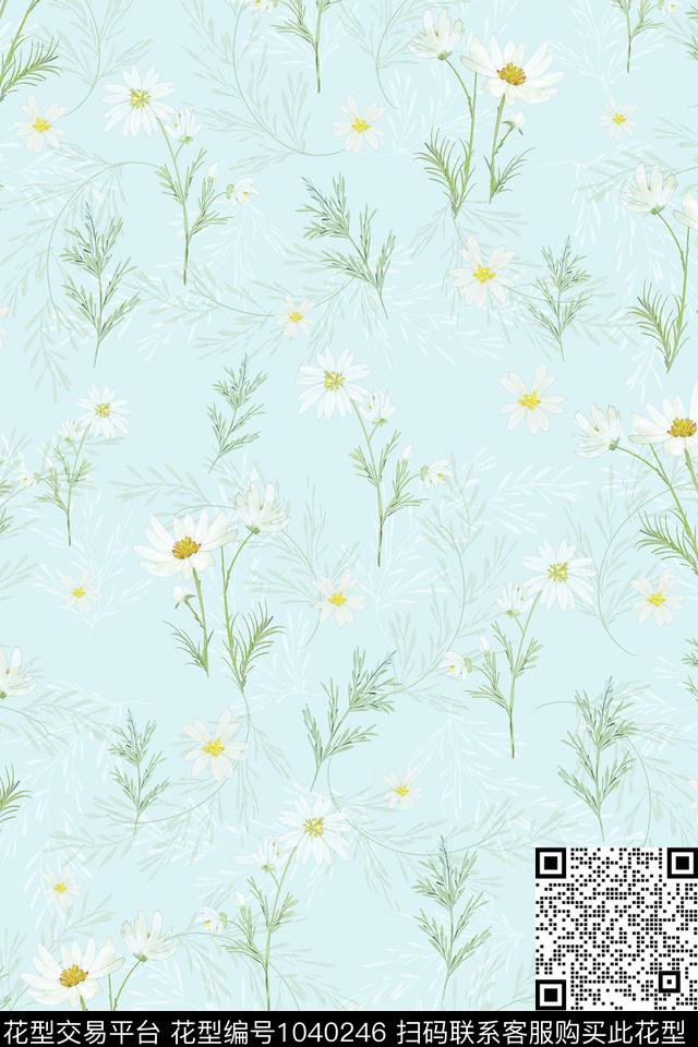 春夏华亿平台田园水彩花卉数码印花华亿平台下载（图片编号: 1040246） - 瓦栏（Walan）