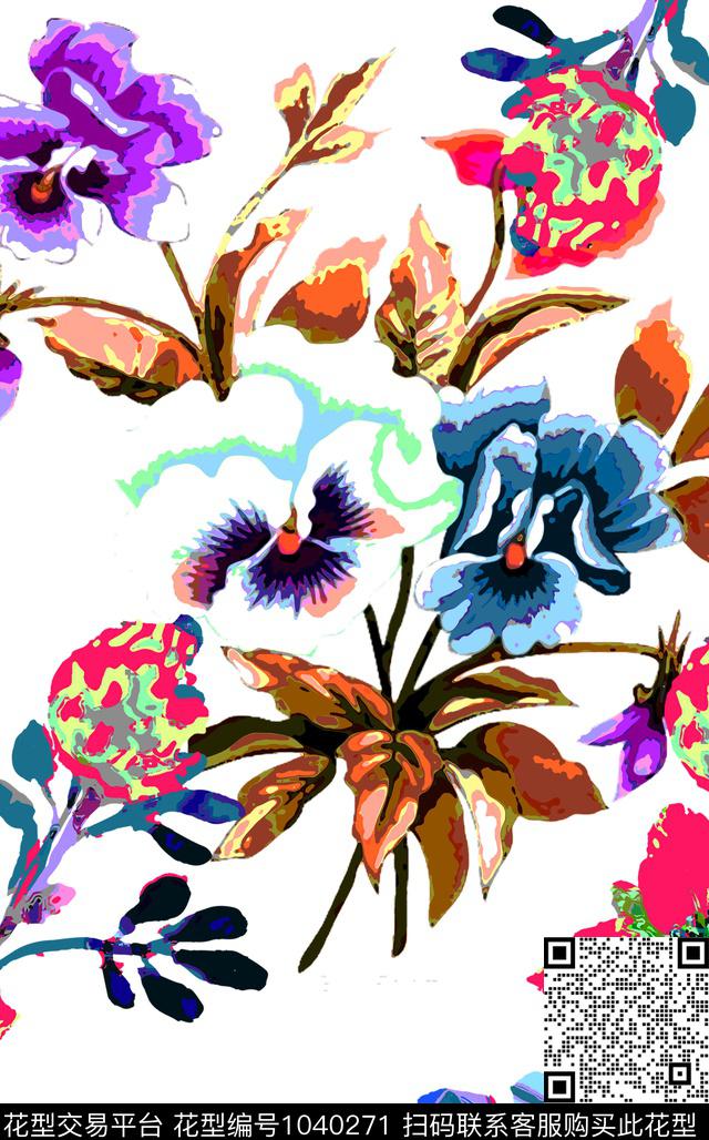 数码华亿平台彩底花卉女装数码印花华亿平台下载（图片编号: 1040271） - 瓦栏（Walan）