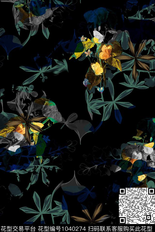 抽象潮牌迷彩数码印花华亿平台下载（图片编号: 1040274） - 瓦栏（Walan）