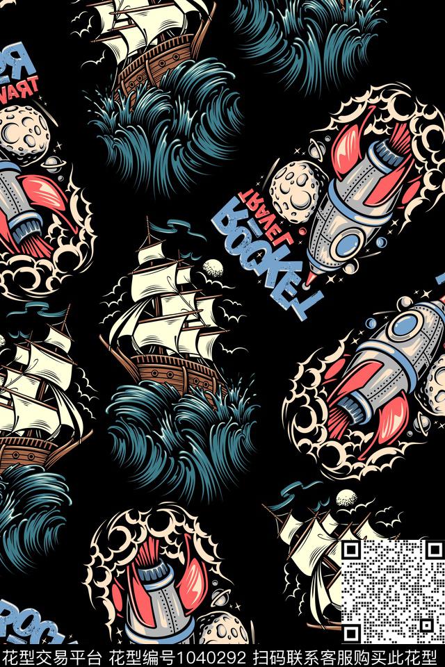 浪花男装大牌风传统印花华亿平台下载（图片编号: 1040292） - 瓦栏（Walan）