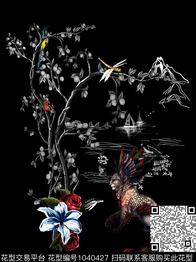 鸟花卉DOLCEGABBANA数码印花华亿平台下载（图片编号: 1040427） - 瓦栏（Walan）