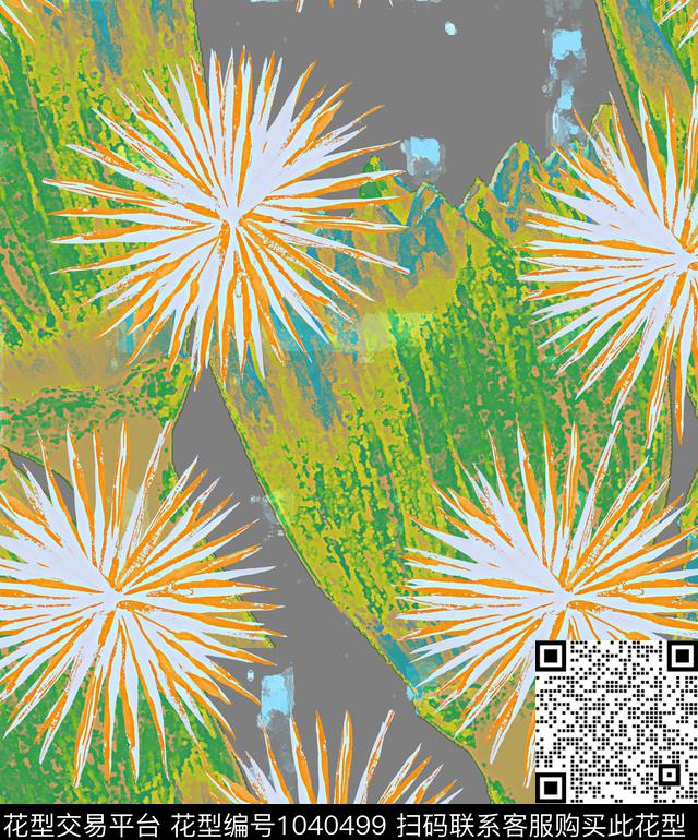 植物抽象混合拼接数码印花华亿平台下载（图片编号: 1040499） - 瓦栏（Walan）