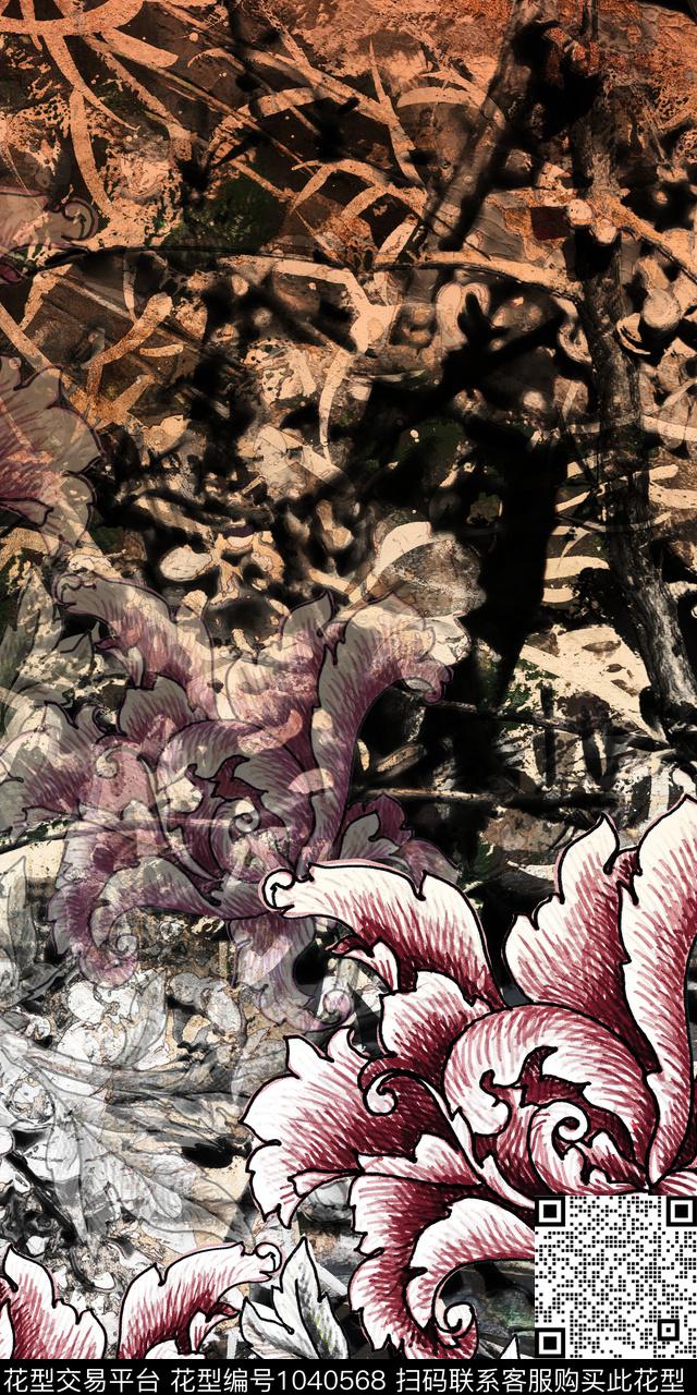 数码华亿平台民族风抽象数码印花华亿平台下载（图片编号: 1040568） - 瓦栏（Walan）