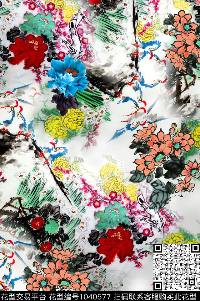 花卉中国风小碎花数码印花华亿平台下载（图片编号: 1040577） - 瓦栏（Walan）