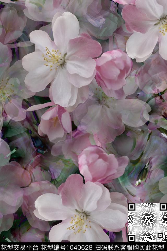 数码华亿平台女装风格化花卉数码印花华亿平台下载（图片编号: 1040628） - 瓦栏（Walan）