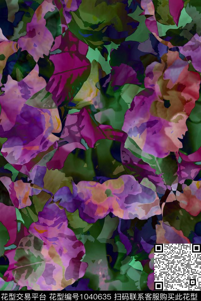 数码华亿平台女装风格化花卉数码印花华亿平台下载（图片编号: 1040635） - 瓦栏（Walan）