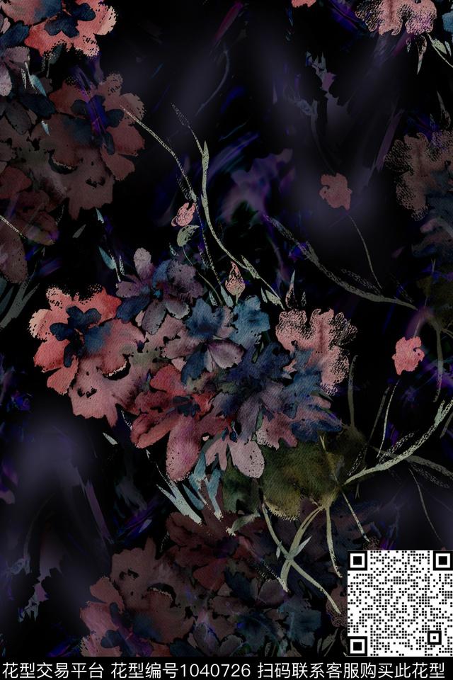 数码华亿平台女装风格化花卉数码印花华亿平台下载（图片编号: 1040726） - 瓦栏（Walan）