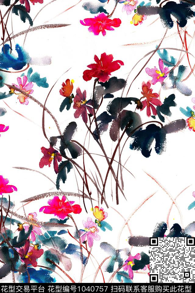 数码华亿平台女装风格化花卉数码印花华亿平台下载（图片编号: 1040757） - 瓦栏（Walan）