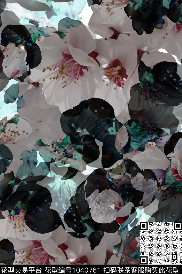 数码华亿平台女装风格化花卉数码印花华亿平台下载（图片编号: 1040761） - 瓦栏（Walan）