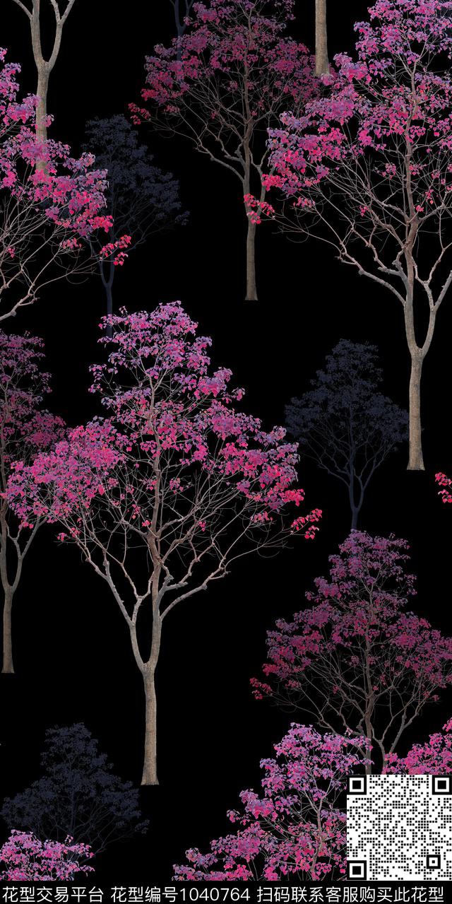 树满版散花2018秋冬数码印花华亿平台下载（图片编号: 1040764） - 瓦栏（Walan）