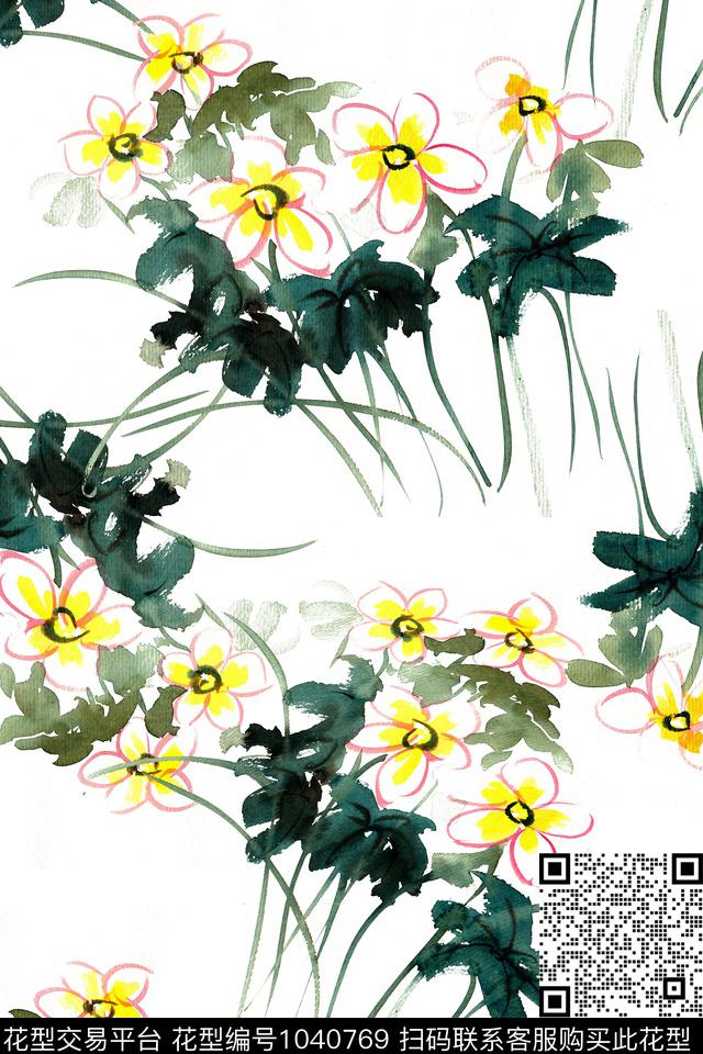 数码华亿平台女装风格化花卉数码印花华亿平台下载（图片编号: 1040769） - 瓦栏（Walan）