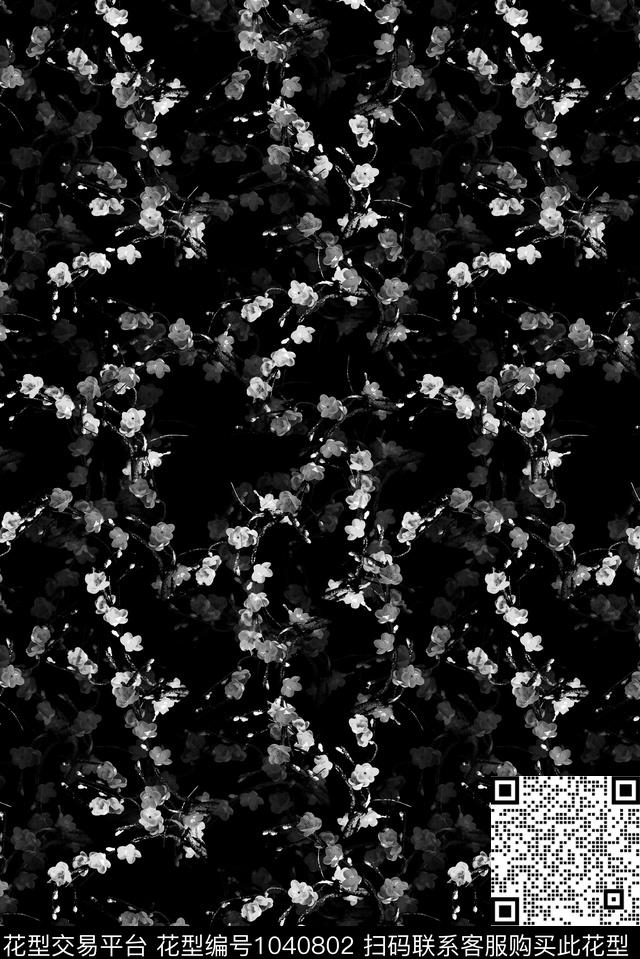 小碎花女装黑白系列数码印花华亿平台下载（图片编号: 1040802） - 瓦栏（Walan）
