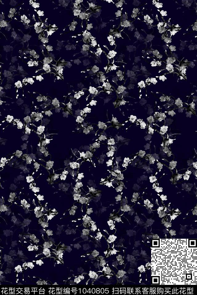 小碎花女装黑白系列数码印花华亿平台下载（图片编号: 1040805） - 瓦栏（Walan）