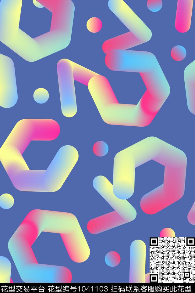 抽象渐变几何数码印花华亿平台下载（图片编号: 1041103） - 瓦栏（Walan）
