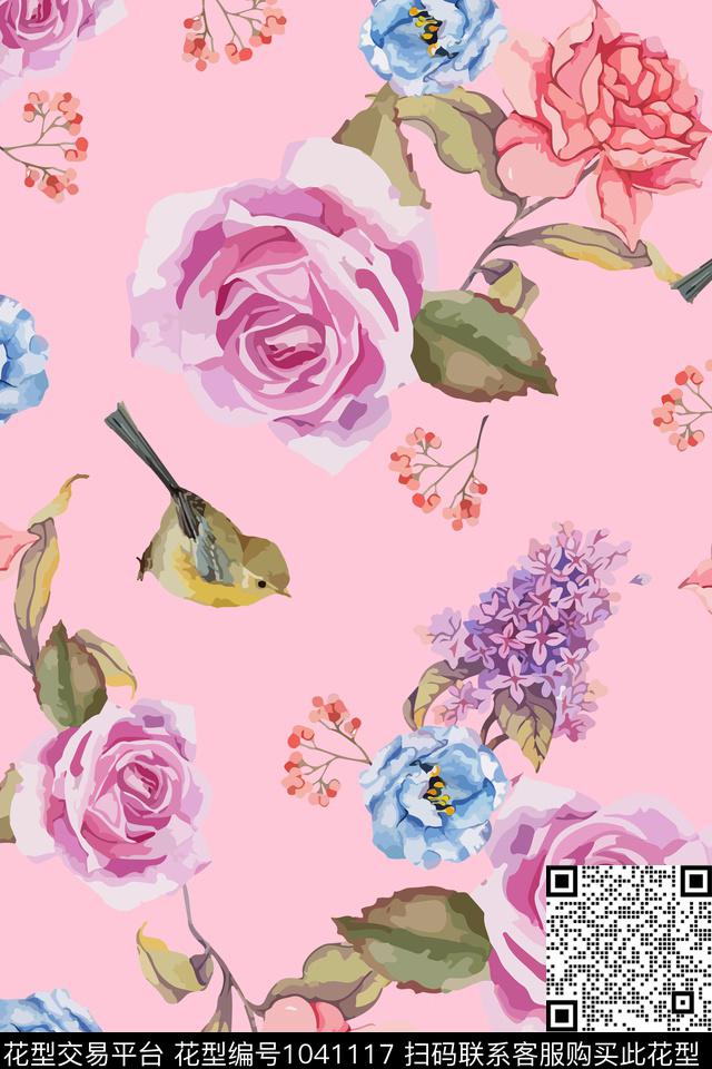 鸟花卉大牌风数码印花华亿平台下载（图片编号: 1041117） - 瓦栏（Walan）