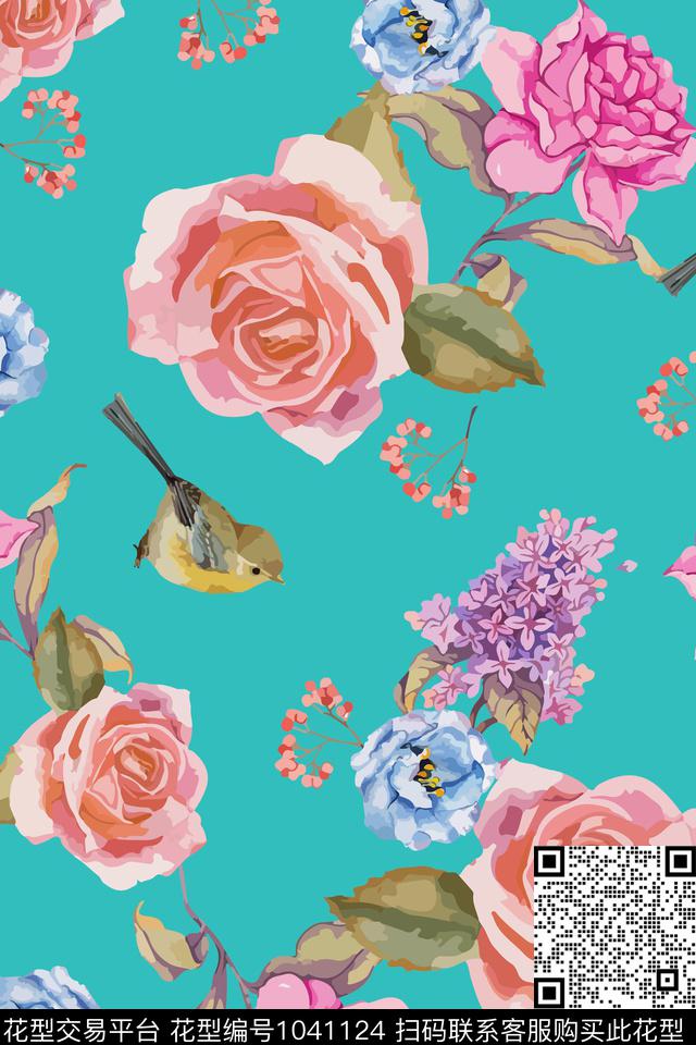 鸟花卉大牌风数码印花华亿平台下载（图片编号: 1041124） - 瓦栏（Walan）